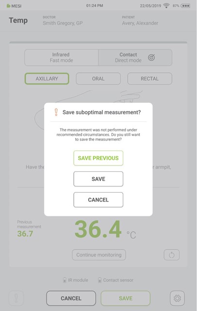 MESI mTABLET Thermo - Switching between different measurement methods and types  - Step 4