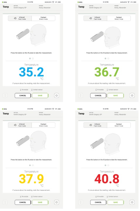 MESI mTABLET Thermo - COLOURED RESULTS ON THE MESI mTABLET TEMP APPLICATION