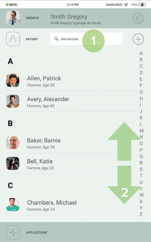 Sélectionner un patient-Etape2