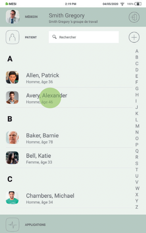 Sélectionner un patient-Etape3