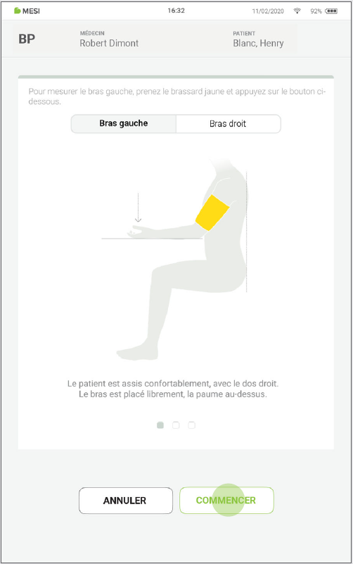 MESI mTABLET BP - Performing Bp measurement - Step 3