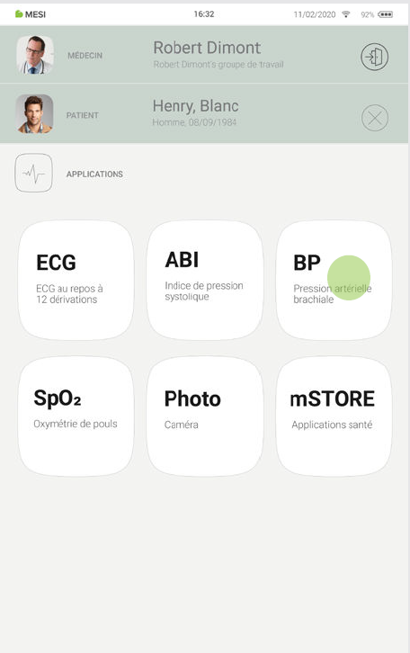 MESI mTABLET BP - PERFORMING THE BP MEASUREMENT - Step 2