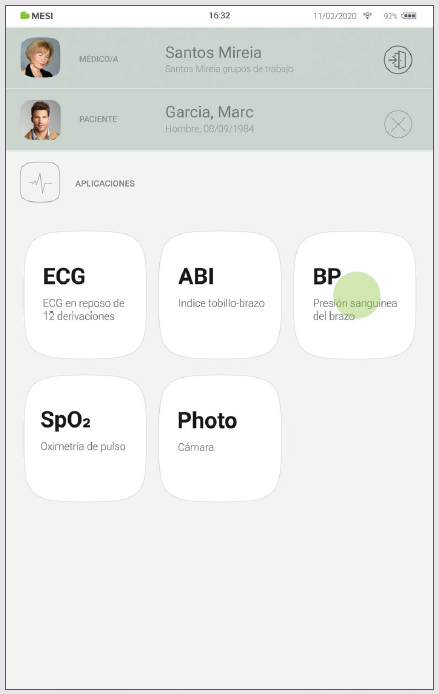 MESI mTABLET BP - Performing Bp measurement - Step 2