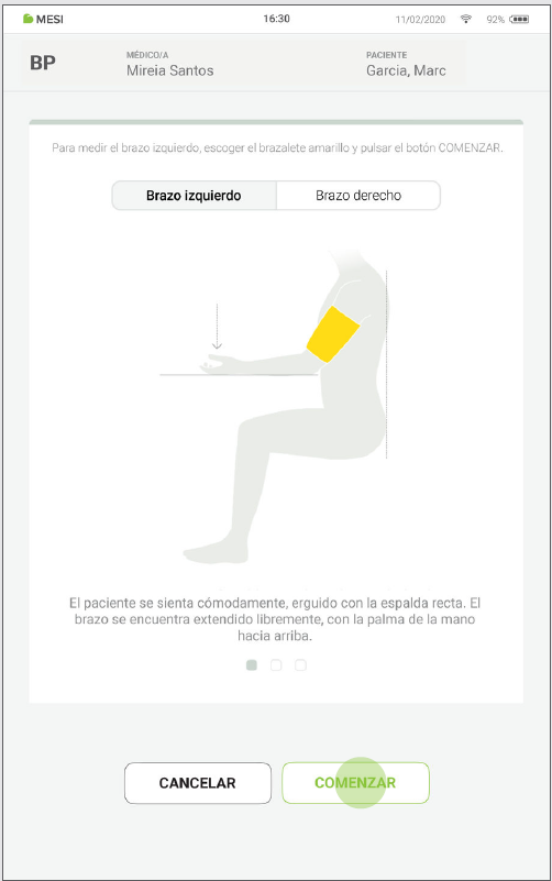 MESI mTABLET BP - Performing Bp measurement - Step 3