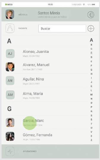 MESI mTABLET ABI - Selecting a patient - Step 3