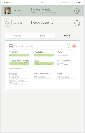 MESI mTABLET ABI - Adding a patient - Step 2