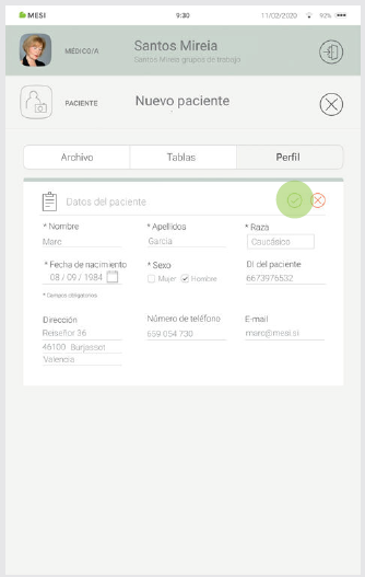 MESI mTABLET ABI - Adding a patient - Step 3