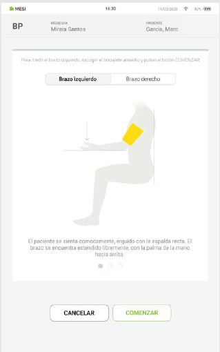MESI mTABLET BP - PERFORMING THE BP MEASUREMENT - Step 3
