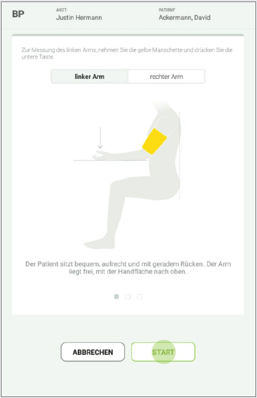MESI mTABLET BP - Performing Bp measurement - Step 3