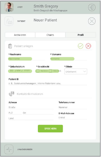 MESI mTABLET ABI - Adding a patient - Step 2