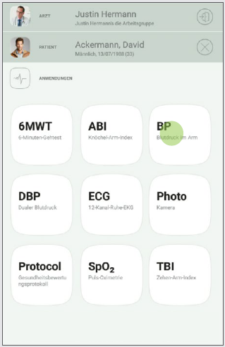 MESI mTABLET BP - PERFORMING THE BP MEASUREMENT - Step 2