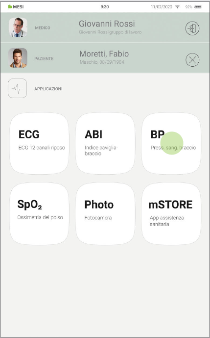 MESI mTABLET BP - Performing Bp measurement - Step 2