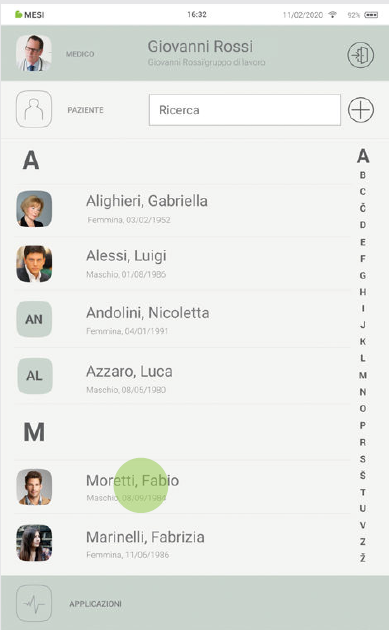 MESI mTABLET ABI - Selecting a patient - Step 3