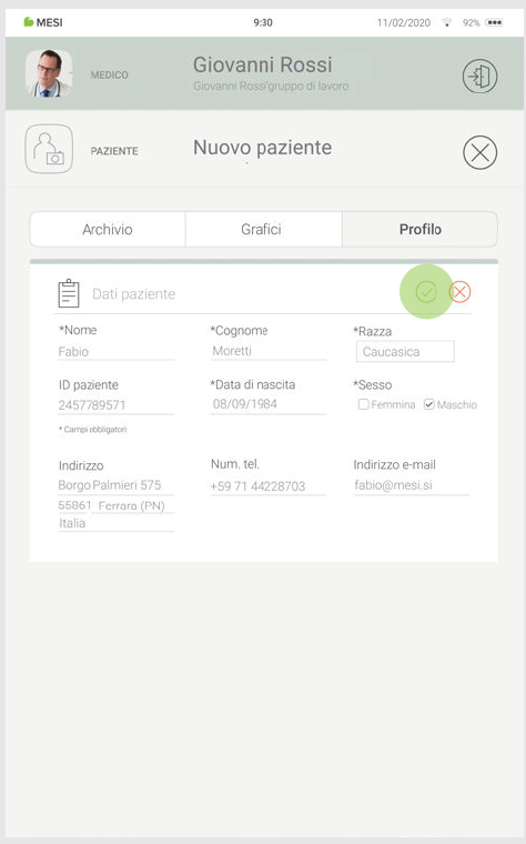 MESI mTABLET ABI - Adding a patient - Step 3