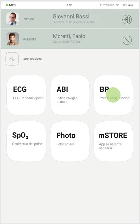 MESI mTABLET BP - PERFORMING THE BP MEASUREMENT - Step 2