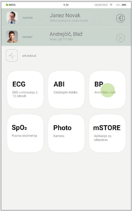 MESI mTABLET BP - Performing Bp measurement - Step 2