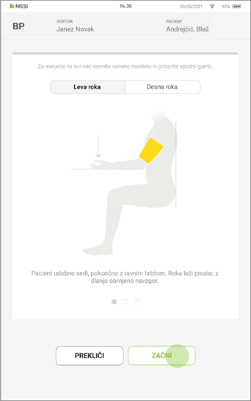 MESI mTABLET BP - Performing Bp measurement - Step 3