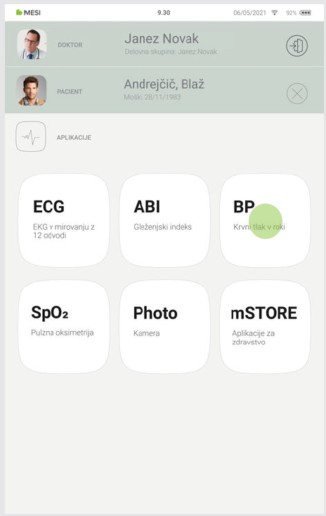 MESI mTABLET BP - PERFORMING THE BP MEASUREMENT - Step 2