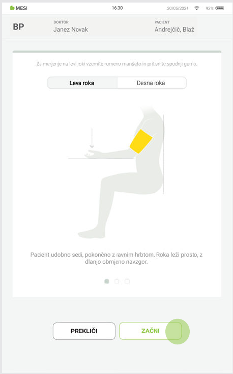 MESI mTABLET BP - PERFORMING THE BP MEASUREMENT - Step 3
