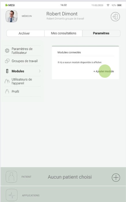 MESI mTABLET SPO2 - APPAIRAGE - Étape 1