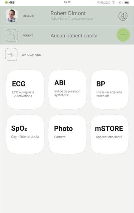 MESI mTABLET SPO2 - AJOUTER UN PATIENT- Étape 1