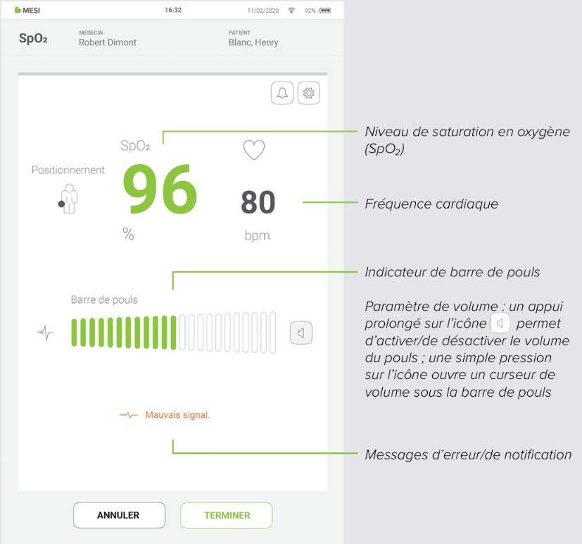 MESI mTABLET SPO2 - MESURE SpO₂ ÉTAPE PAR ÉTAPE- Étape 4