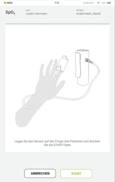 MESI mTABLET SPO2 - DURCHFÜHRUNG DER SpO₂-MESSUNG - Schritt 3