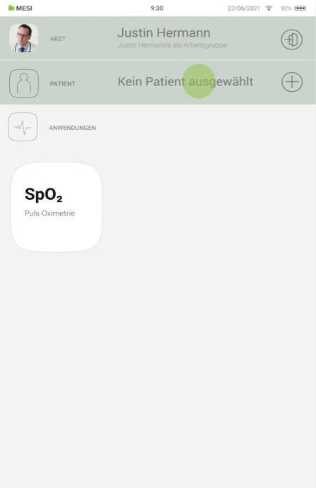 MESI mTABLET SPO2 - PATIENT AUSWÄHLEN - Schritt 1