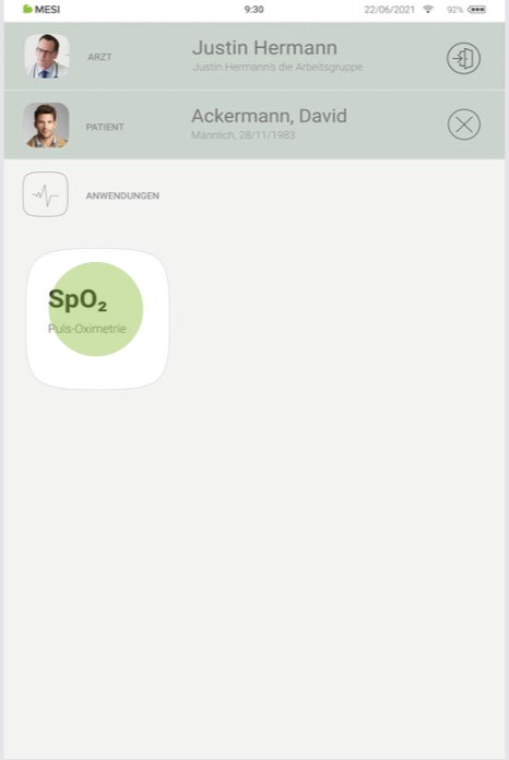 MESI mTABLET SPO2 - SpO₂-MESSUNG IN EINZELNEN SCHRITTEN - Schritt 2