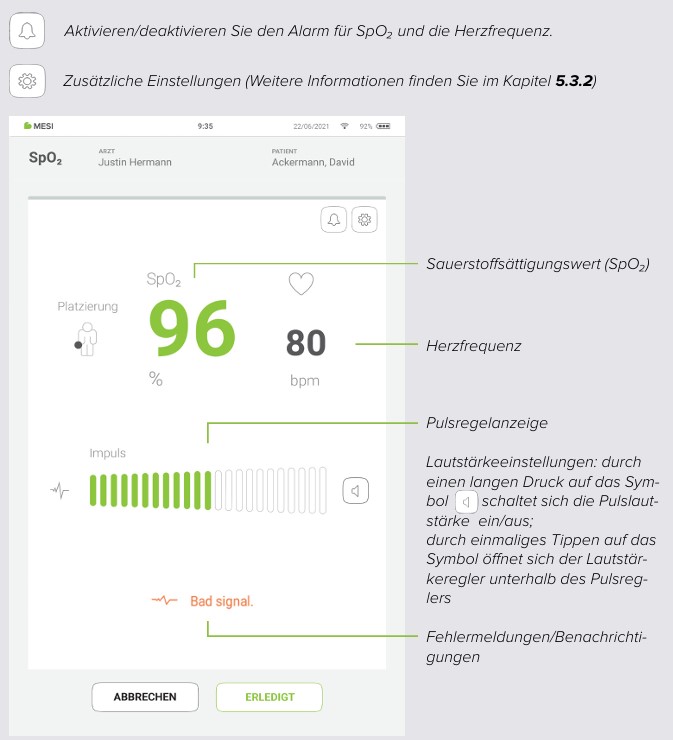MESI mTABLET SPO2 - SpO₂-MESSUNG IN EINZELNEN SCHRITTEN - Schritt 4