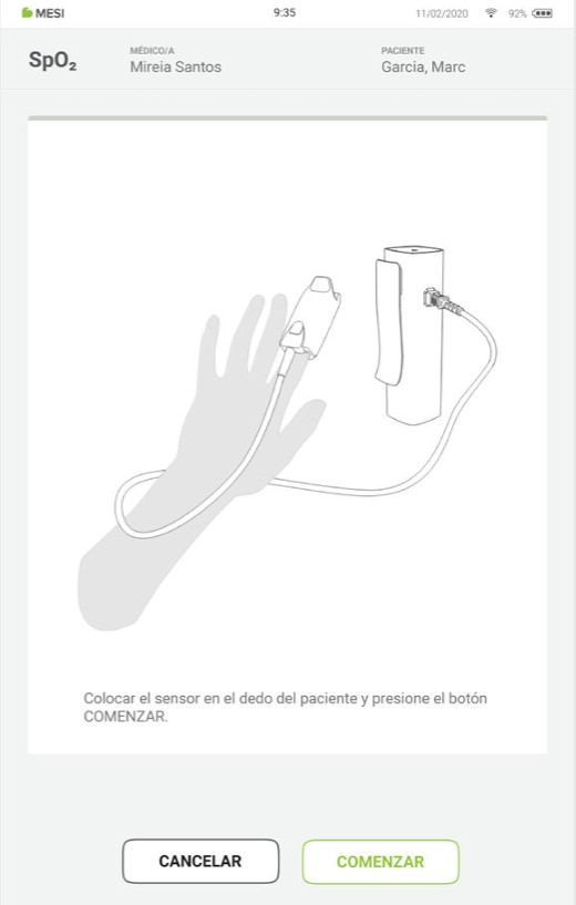 MESI mTABLET SPO2 - REALIZACIÓN DE LA MEDICIÓN DE SpO₂ - Paso 3