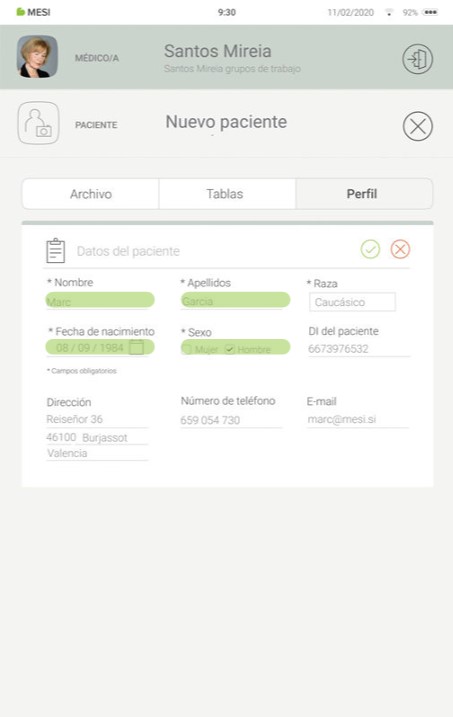 MESI mTABLET SPO2 -ADICIÓN DE UN PACIENTE  - Paso 2