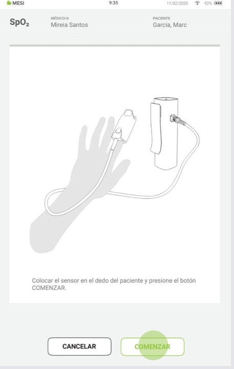 MESI mTABLET SPO2 -MEDICIÓN PASO A PASO DE SpO₂  - Paso 3