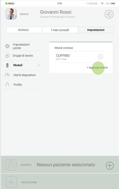 MESI mTABLET SPO2 -ACCOPPIAMENTO - Fase 1