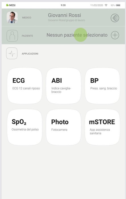 MESI mTABLET SPO2 -SELEZIONARE IL PAZIENTE - Fase 1