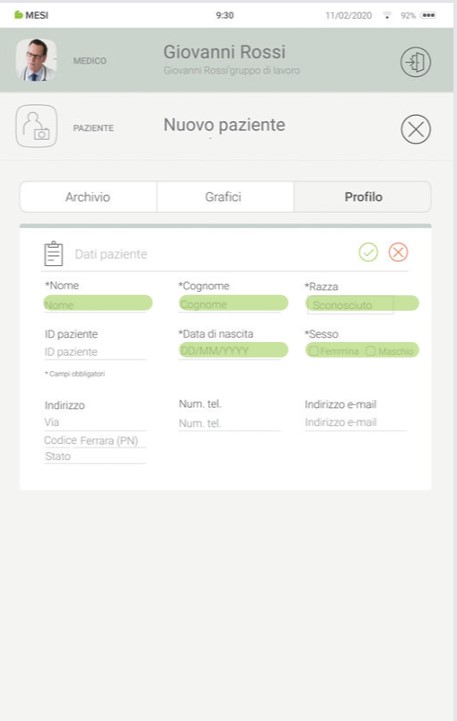MESI mTABLET SPO2 -AGGIUNGERE UN PAZIENTE  - Fase 2