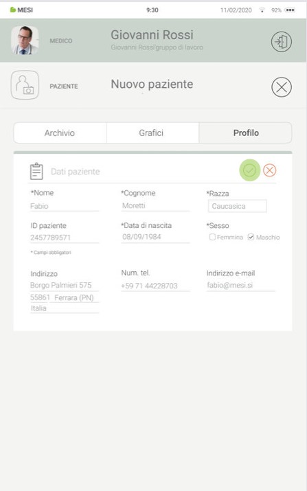 MESI mTABLET SPO2 -AGGIUNGERE UN PAZIENTE  - Fase 3