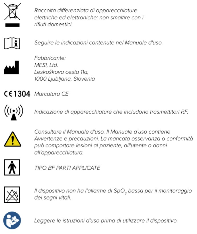 MESI mTABLET SPO2 -Etichette importanti