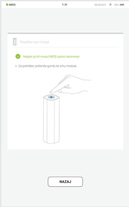 MESI mTABLET SPO2 -SEZNANITEV - 3 korak