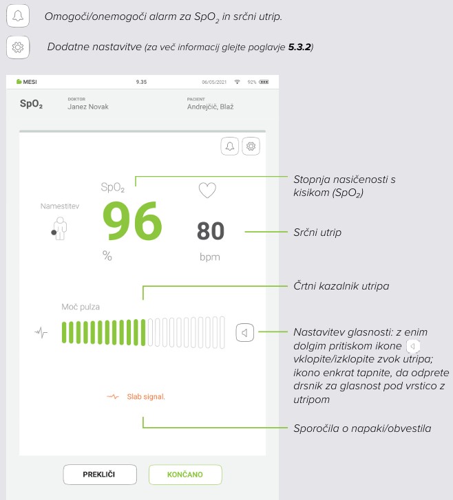 MESI mTABLET SPO2 - MERJENJE SpO₂ PO KORAKIH - 4 korak