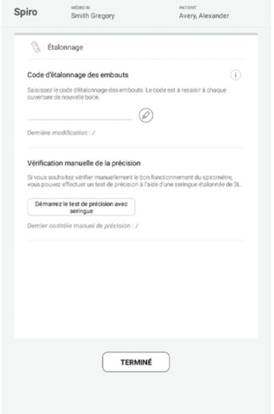 MESI mTABLET SPIRO - ÉTALONNAGE ET CONTRÔLE DE L’ÉTALONNAGE