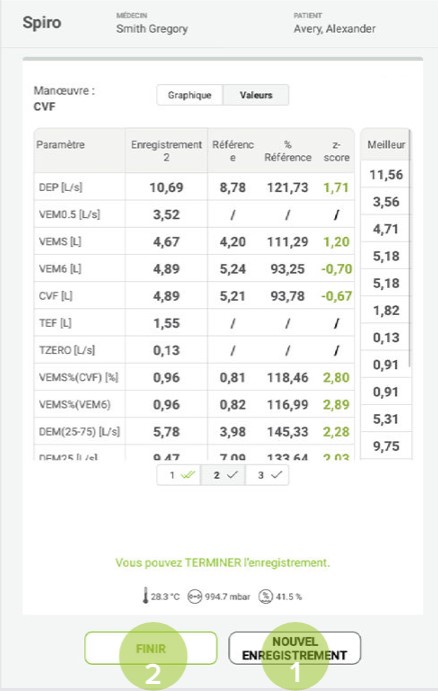 MESI mTABLET SPIRO - MESURE DE LA CVF - Étape 7