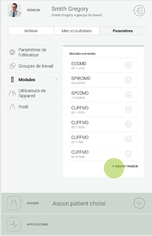 MESI mTABLET SPIRO - APPAIRAGE - Étape 1