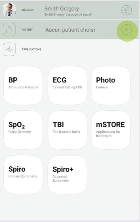 MESI mTABLET SPIRO - AJOUTER UN PATIENT - Étape 1