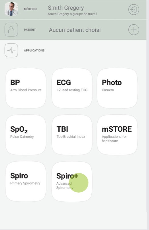 MESI mTABLET SPIRO - PRÉPARATION DE LA MESURE SPIROMÉTRIQUE - Étape 1