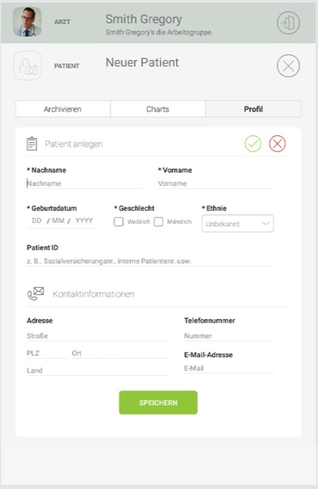MESI mTABLET SPIRO - EINEN PATIENTEN HINZUFÜGEN - Schritt 2