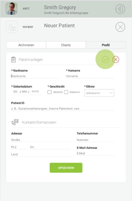MESI mTABLET SPIRO - EINEN PATIENTEN HINZUFÜGEN - Schritt 3