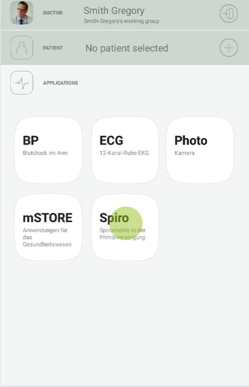 MESI mTABLET SPIRO -VORBEREITUNG DER SPIROMETRIE-MESSU - Schritt 1