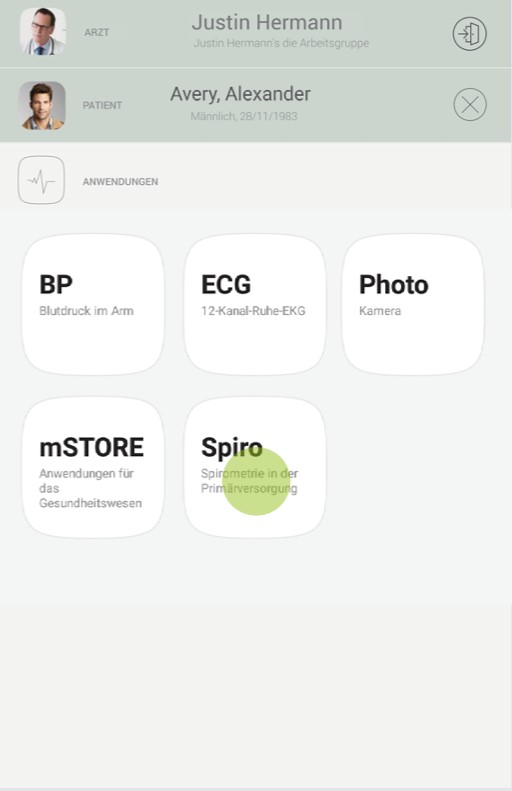 MESI mTABLET SPIRO -VORBEREITUNG DER SPIROMETRIE-MESSU - Schritt 2