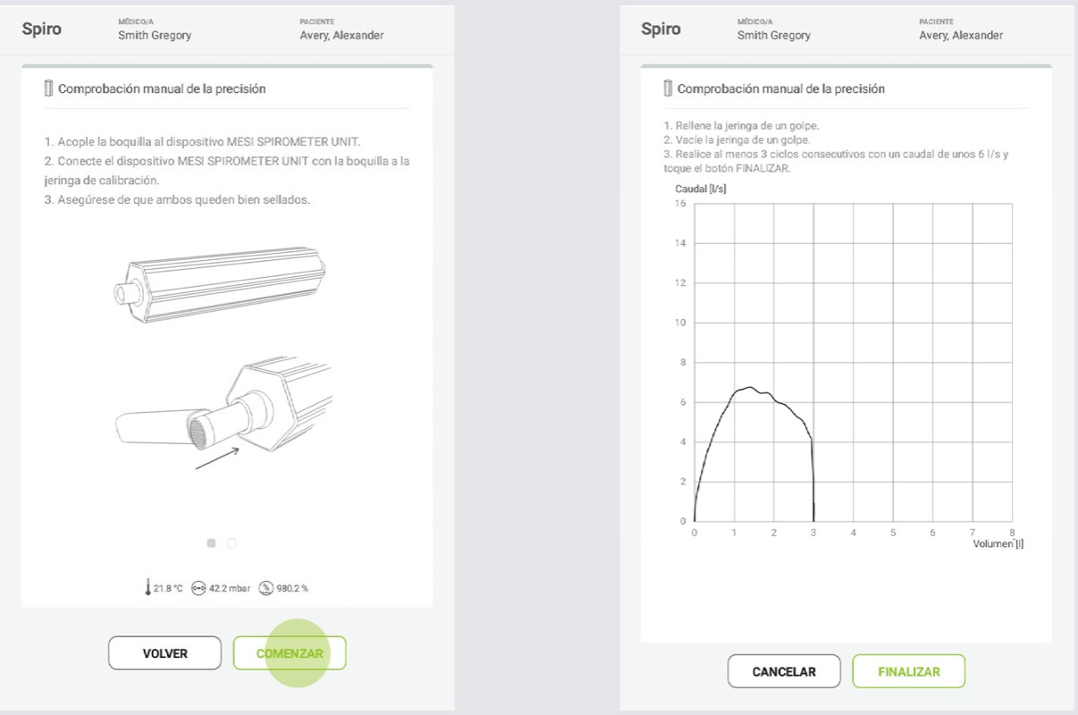 MESI mTABLET SPIRO - REALIZAR UNA COMPROBACIÓN DE LA PRECISIÓN - Paso 4